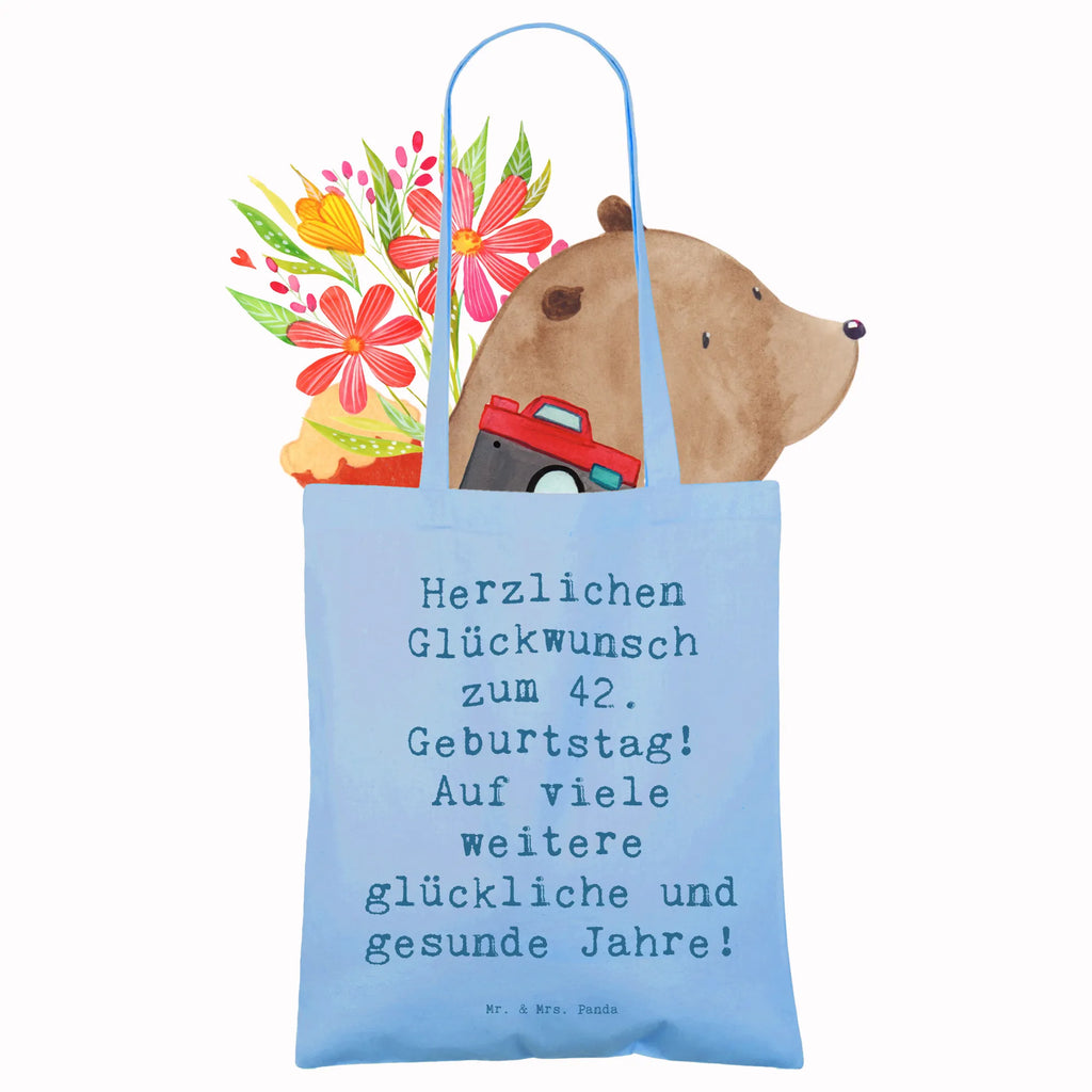 Tragetasche Spruch 42. Geburtstag Glückwunsch Beuteltasche, Beutel, Einkaufstasche, Jutebeutel, Stoffbeutel, Tasche, Shopper, Umhängetasche, Strandtasche, Schultertasche, Stofftasche, Tragetasche, Badetasche, Jutetasche, Einkaufstüte, Laptoptasche, Geburtstag, Geburtstagsgeschenk, Geschenk