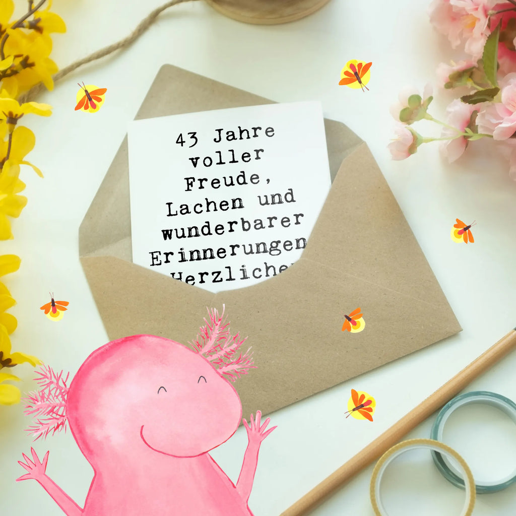 Grußkarte Spruch 43. Geburtstag Freude Grußkarte, Klappkarte, Einladungskarte, Glückwunschkarte, Hochzeitskarte, Geburtstagskarte, Karte, Ansichtskarten, Geburtstag, Geburtstagsgeschenk, Geschenk