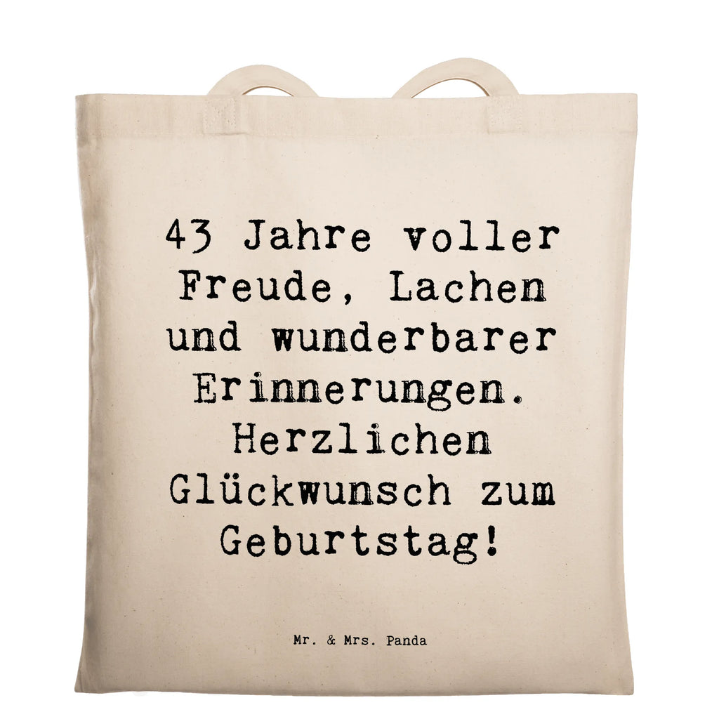 Tragetasche Spruch 43. Geburtstag Freude Beuteltasche, Beutel, Einkaufstasche, Jutebeutel, Stoffbeutel, Tasche, Shopper, Umhängetasche, Strandtasche, Schultertasche, Stofftasche, Tragetasche, Badetasche, Jutetasche, Einkaufstüte, Laptoptasche, Geburtstag, Geburtstagsgeschenk, Geschenk