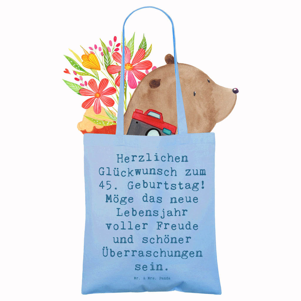 Tragetasche Spruch 45. Geburtstag Freude Beuteltasche, Beutel, Einkaufstasche, Jutebeutel, Stoffbeutel, Tasche, Shopper, Umhängetasche, Strandtasche, Schultertasche, Stofftasche, Tragetasche, Badetasche, Jutetasche, Einkaufstüte, Laptoptasche, Geburtstag, Geburtstagsgeschenk, Geschenk