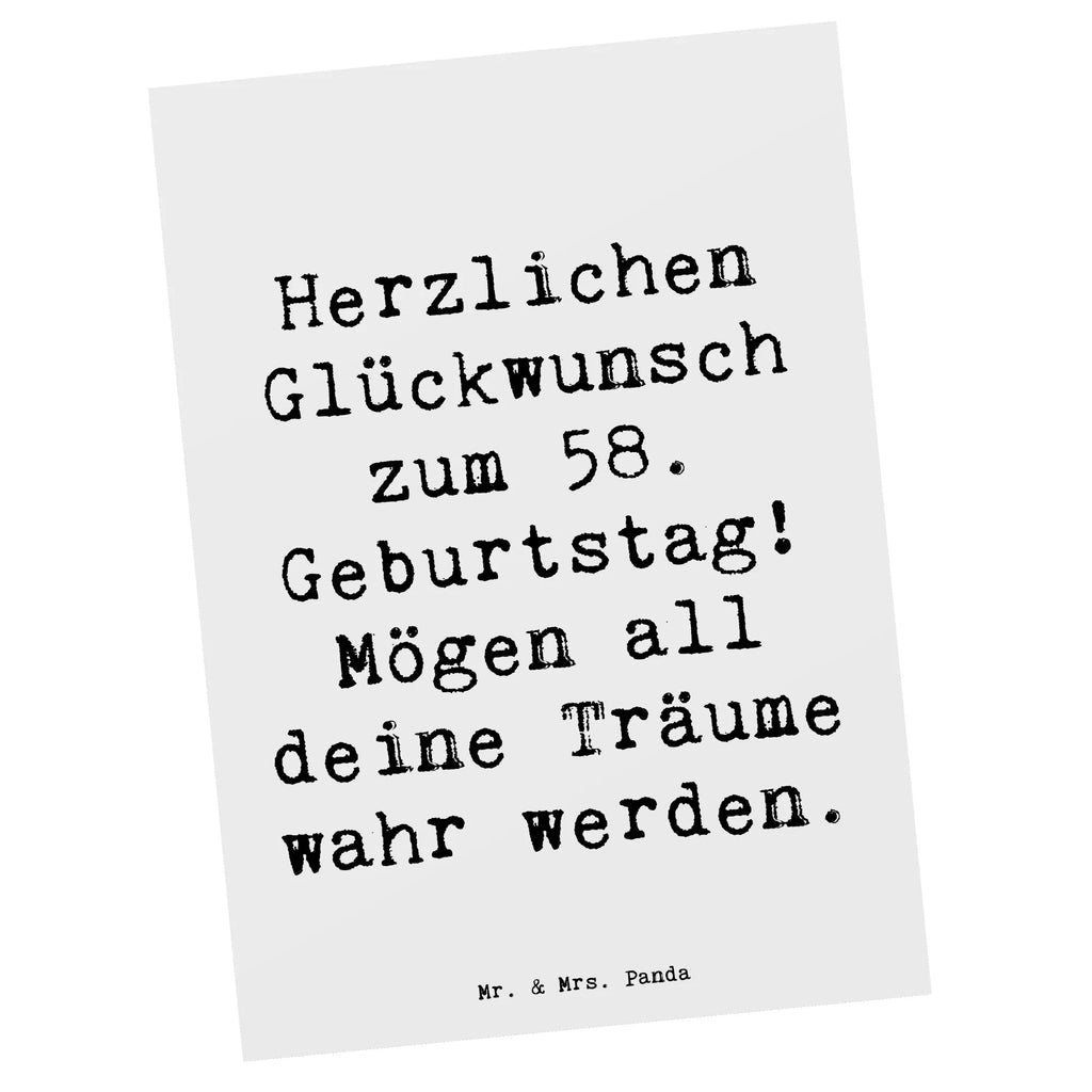 Postkarte Spruch 58. Geburtstag Postkarte, Karte, Geschenkkarte, Grußkarte, Einladung, Ansichtskarte, Geburtstagskarte, Einladungskarte, Dankeskarte, Ansichtskarten, Einladung Geburtstag, Einladungskarten Geburtstag, Geburtstag, Geburtstagsgeschenk, Geschenk