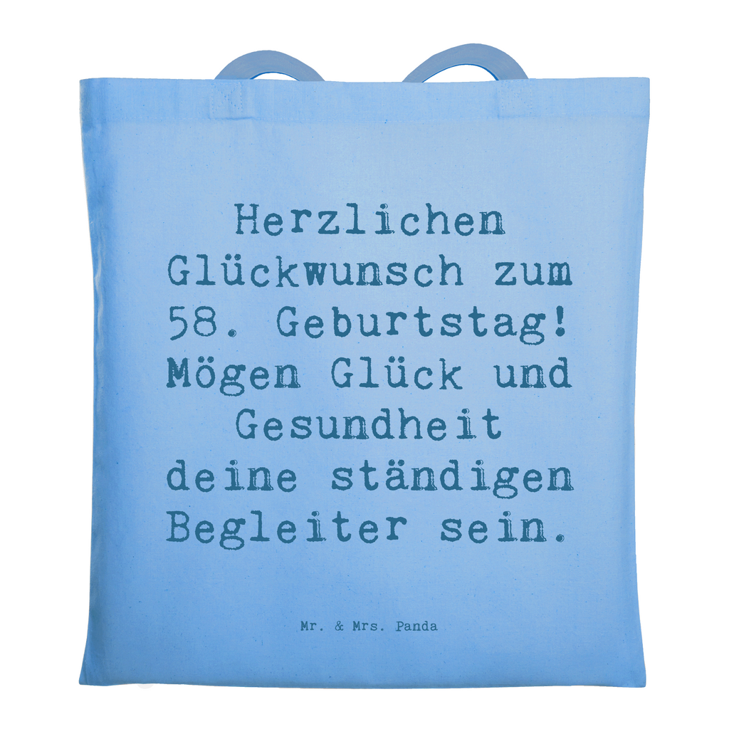 Tragetasche Spruch 58. Geburtstag Beuteltasche, Beutel, Einkaufstasche, Jutebeutel, Stoffbeutel, Tasche, Shopper, Umhängetasche, Strandtasche, Schultertasche, Stofftasche, Tragetasche, Badetasche, Jutetasche, Einkaufstüte, Laptoptasche, Geburtstag, Geburtstagsgeschenk, Geschenk