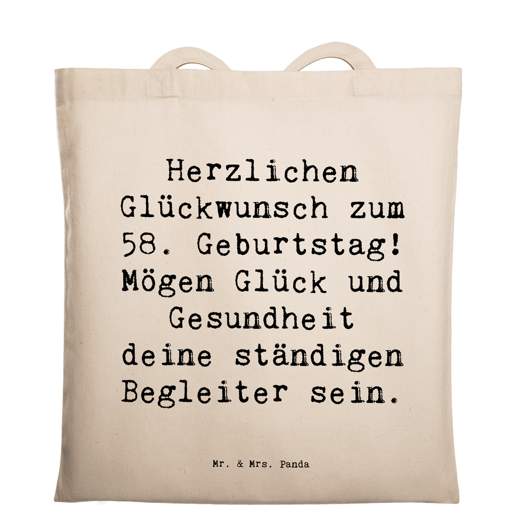 Tragetasche Spruch 58. Geburtstag Beuteltasche, Beutel, Einkaufstasche, Jutebeutel, Stoffbeutel, Tasche, Shopper, Umhängetasche, Strandtasche, Schultertasche, Stofftasche, Tragetasche, Badetasche, Jutetasche, Einkaufstüte, Laptoptasche, Geburtstag, Geburtstagsgeschenk, Geschenk