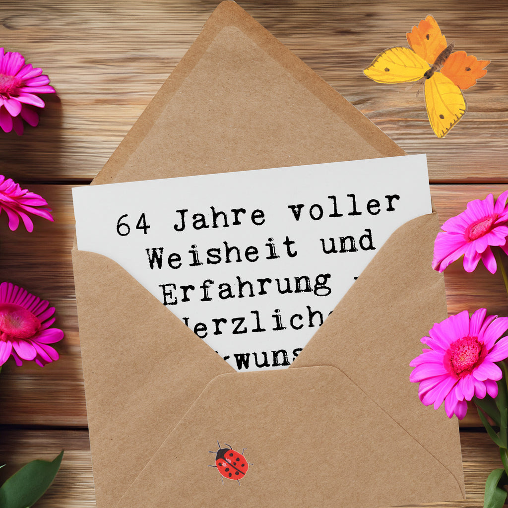 Deluxe Karte Spruch 64. Geburtstag Weisheit Karte, Grußkarte, Klappkarte, Einladungskarte, Glückwunschkarte, Hochzeitskarte, Geburtstagskarte, Hochwertige Grußkarte, Hochwertige Klappkarte, Geburtstag, Geburtstagsgeschenk, Geschenk