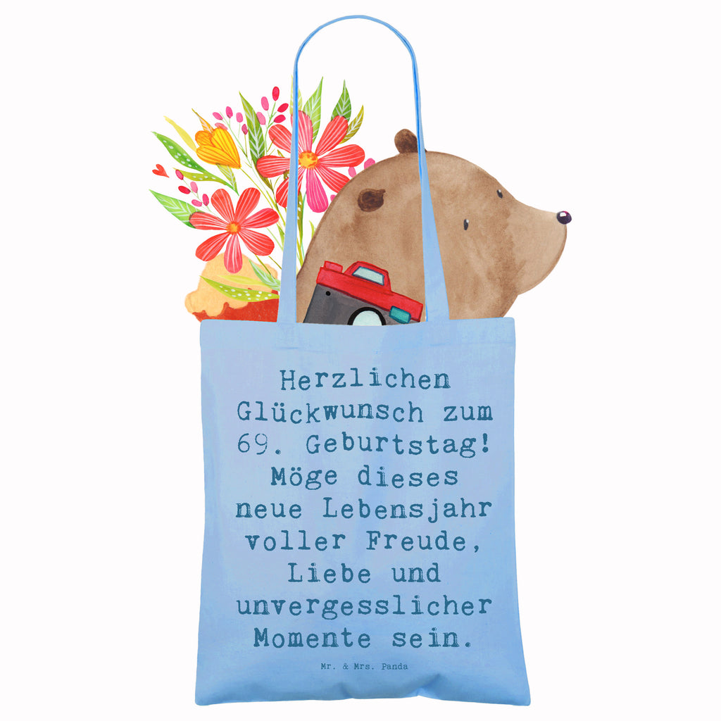 Tragetasche Spruch 69. Geburtstag Glückwunsch Beuteltasche, Beutel, Einkaufstasche, Jutebeutel, Stoffbeutel, Tasche, Shopper, Umhängetasche, Strandtasche, Schultertasche, Stofftasche, Tragetasche, Badetasche, Jutetasche, Einkaufstüte, Laptoptasche, Geburtstag, Geburtstagsgeschenk, Geschenk