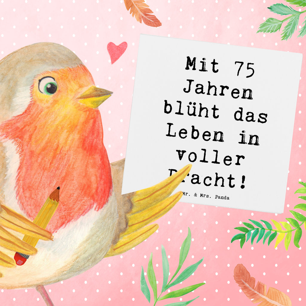 Deluxe Karte Spruch 75. Geburtstag Blüte Karte, Grußkarte, Klappkarte, Einladungskarte, Glückwunschkarte, Hochzeitskarte, Geburtstagskarte, Hochwertige Grußkarte, Hochwertige Klappkarte, Geburtstag, Geburtstagsgeschenk, Geschenk