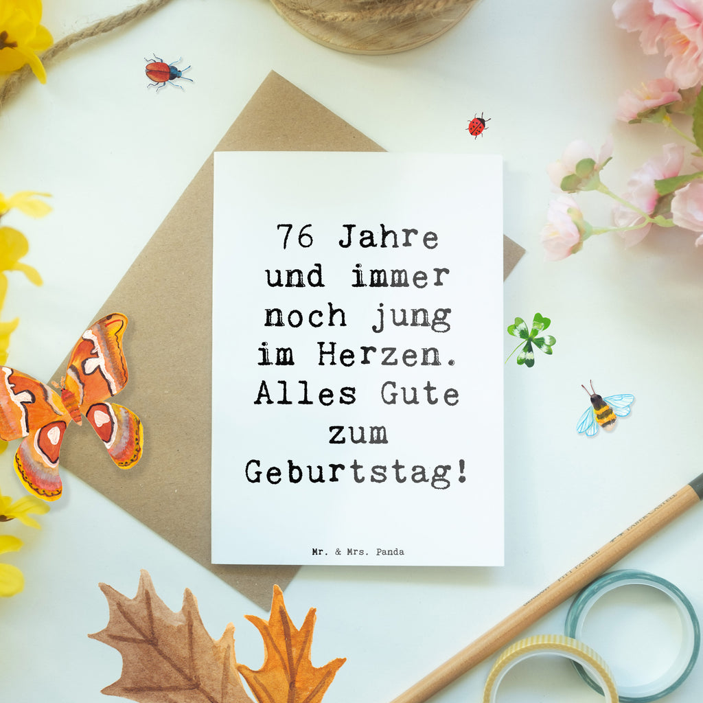 Grußkarte Spruch 76. Geburtstag Herzjung Grußkarte, Klappkarte, Einladungskarte, Glückwunschkarte, Hochzeitskarte, Geburtstagskarte, Karte, Ansichtskarten, Geburtstag, Geburtstagsgeschenk, Geschenk