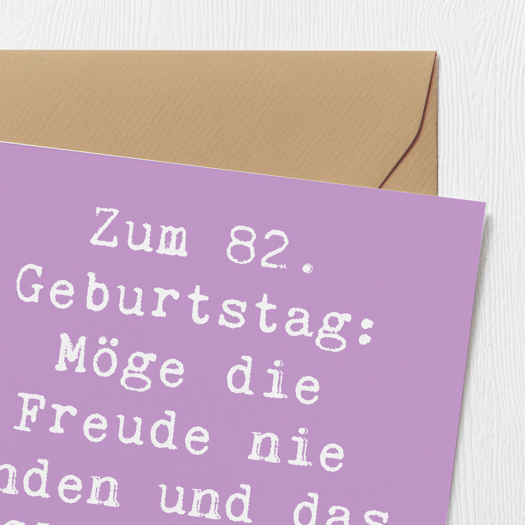 Deluxe Karte Spruch 82. Geburtstag Freude Karte, Grußkarte, Klappkarte, Einladungskarte, Glückwunschkarte, Hochzeitskarte, Geburtstagskarte, Hochwertige Grußkarte, Hochwertige Klappkarte, Geburtstag, Geburtstagsgeschenk, Geschenk