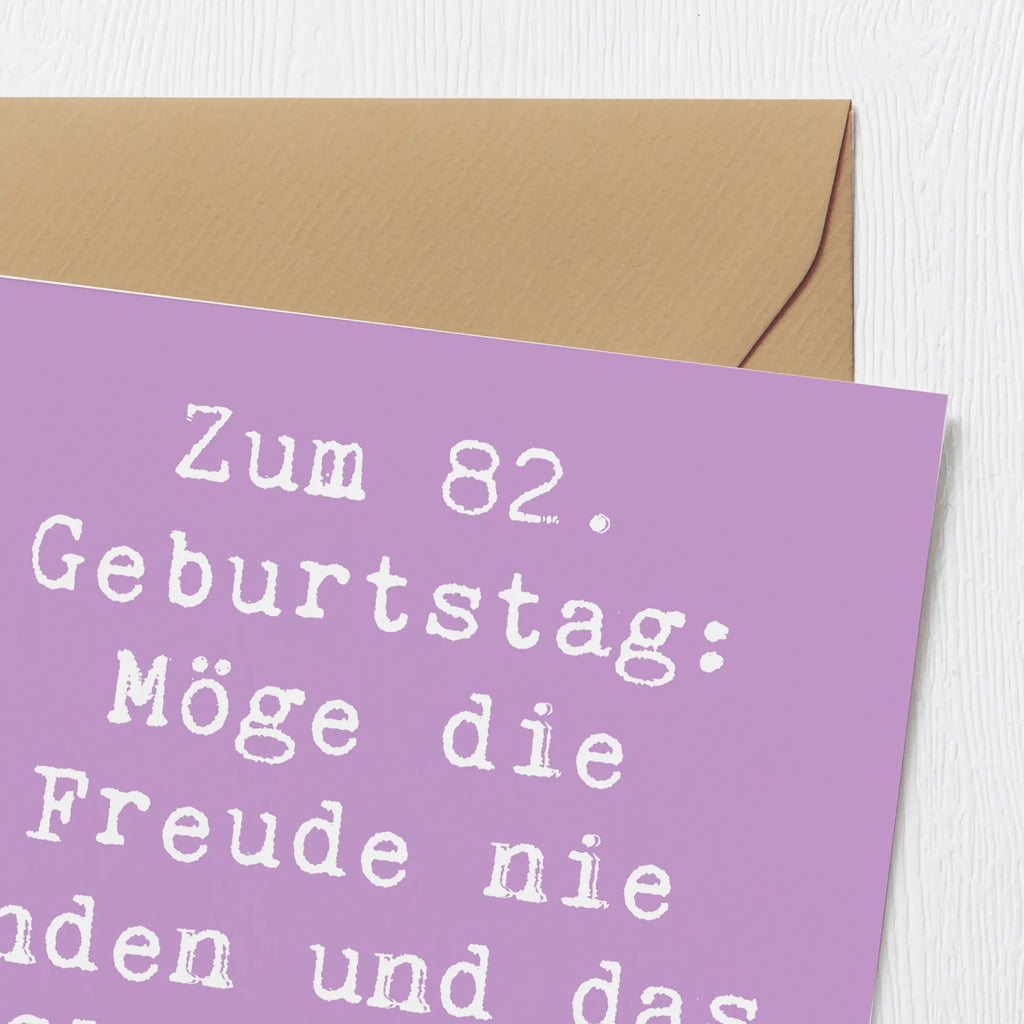 Deluxe Karte Spruch 82. Geburtstag Freude Karte, Grußkarte, Klappkarte, Einladungskarte, Glückwunschkarte, Hochzeitskarte, Geburtstagskarte, Hochwertige Grußkarte, Hochwertige Klappkarte, Geburtstag, Geburtstagsgeschenk, Geschenk