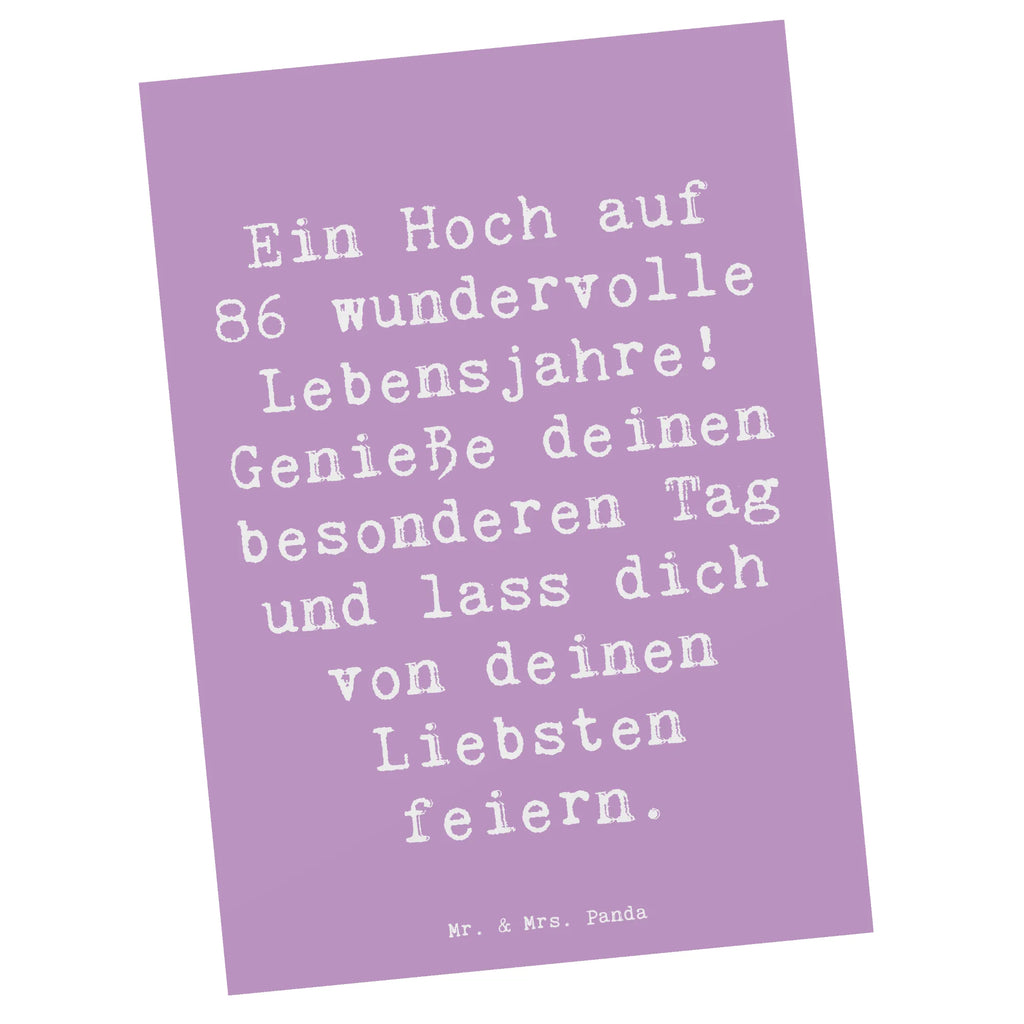 Postkarte Spruch 86. Geburtstag Postkarte, Karte, Geschenkkarte, Grußkarte, Einladung, Ansichtskarte, Geburtstagskarte, Einladungskarte, Dankeskarte, Ansichtskarten, Einladung Geburtstag, Einladungskarten Geburtstag, Geburtstag, Geburtstagsgeschenk, Geschenk