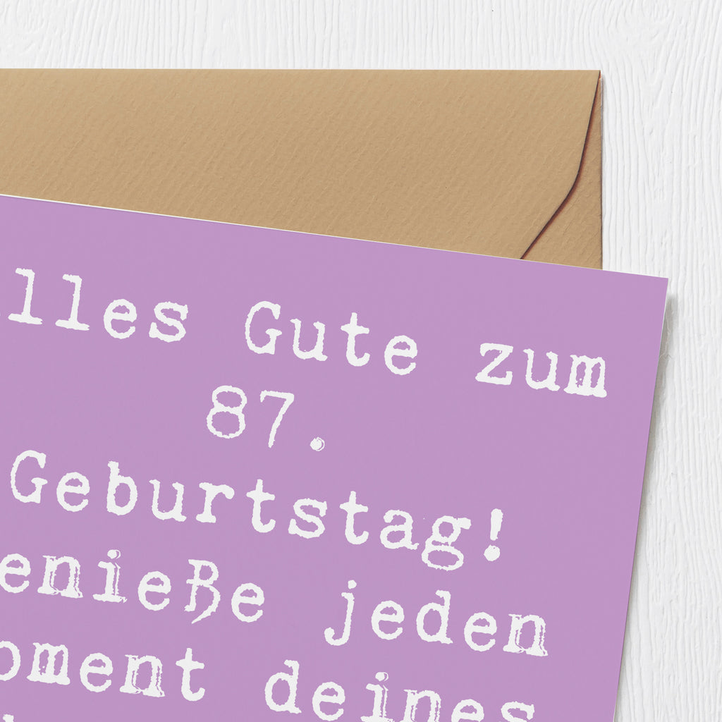 Deluxe Karte Spruch 87. Geburtstag Karte, Grußkarte, Klappkarte, Einladungskarte, Glückwunschkarte, Hochzeitskarte, Geburtstagskarte, Hochwertige Grußkarte, Hochwertige Klappkarte, Geburtstag, Geburtstagsgeschenk, Geschenk