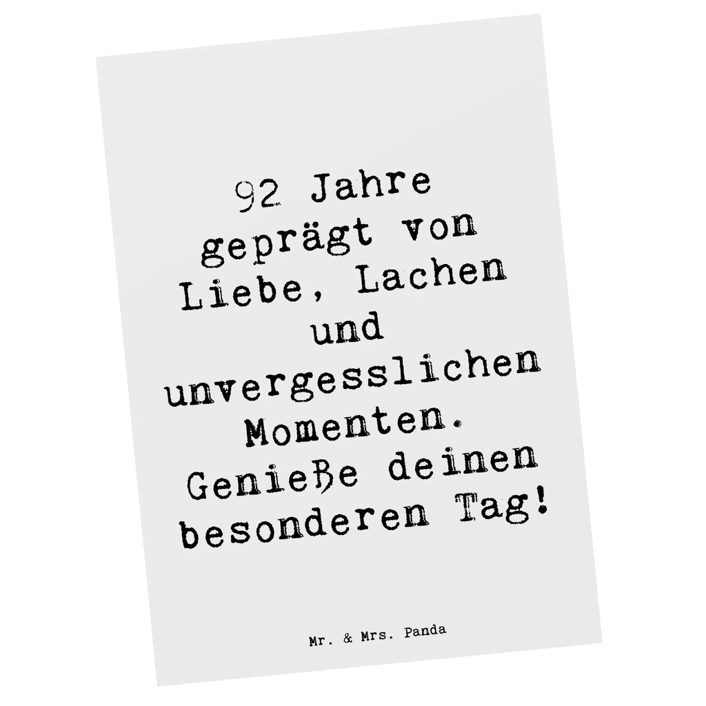 Postkarte Spruch 92. Geburtstag Postkarte, Karte, Geschenkkarte, Grußkarte, Einladung, Ansichtskarte, Geburtstagskarte, Einladungskarte, Dankeskarte, Ansichtskarten, Einladung Geburtstag, Einladungskarten Geburtstag, Geburtstag, Geburtstagsgeschenk, Geschenk