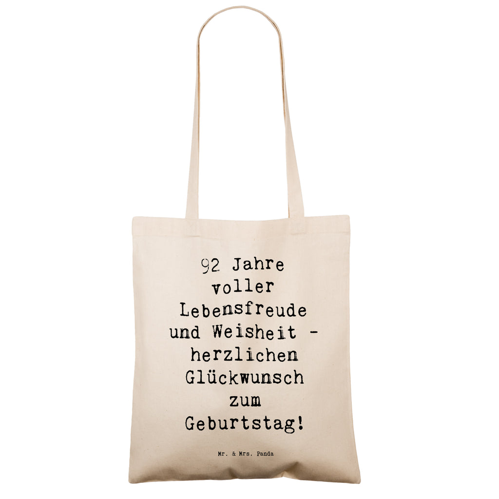 Tragetasche Spruch 92. Geburtstag Beuteltasche, Beutel, Einkaufstasche, Jutebeutel, Stoffbeutel, Tasche, Shopper, Umhängetasche, Strandtasche, Schultertasche, Stofftasche, Tragetasche, Badetasche, Jutetasche, Einkaufstüte, Laptoptasche, Geburtstag, Geburtstagsgeschenk, Geschenk