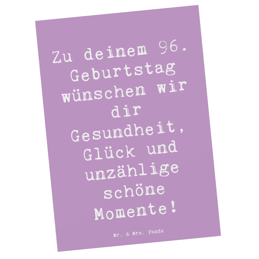 Postkarte Spruch 96. Geburtstag Postkarte, Karte, Geschenkkarte, Grußkarte, Einladung, Ansichtskarte, Geburtstagskarte, Einladungskarte, Dankeskarte, Ansichtskarten, Einladung Geburtstag, Einladungskarten Geburtstag, Geburtstag, Geburtstagsgeschenk, Geschenk