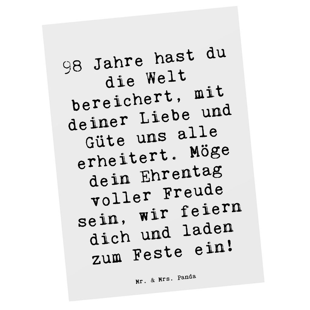 Postkarte Spruch 98. Geburtstag Postkarte, Karte, Geschenkkarte, Grußkarte, Einladung, Ansichtskarte, Geburtstagskarte, Einladungskarte, Dankeskarte, Ansichtskarten, Einladung Geburtstag, Einladungskarten Geburtstag, Geburtstag, Geburtstagsgeschenk, Geschenk