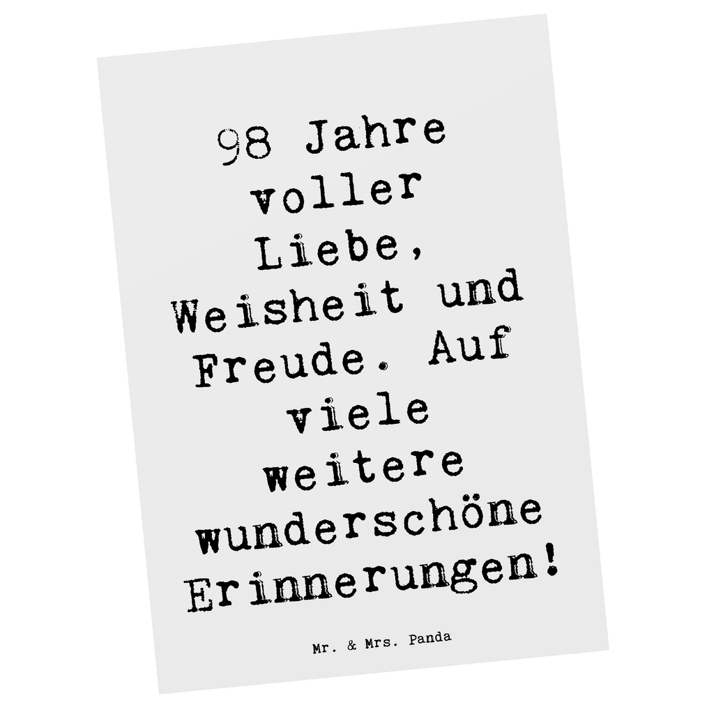 Postkarte Spruch 98. Geburtstag Freude Postkarte, Karte, Geschenkkarte, Grußkarte, Einladung, Ansichtskarte, Geburtstagskarte, Einladungskarte, Dankeskarte, Ansichtskarten, Einladung Geburtstag, Einladungskarten Geburtstag, Geburtstag, Geburtstagsgeschenk, Geschenk