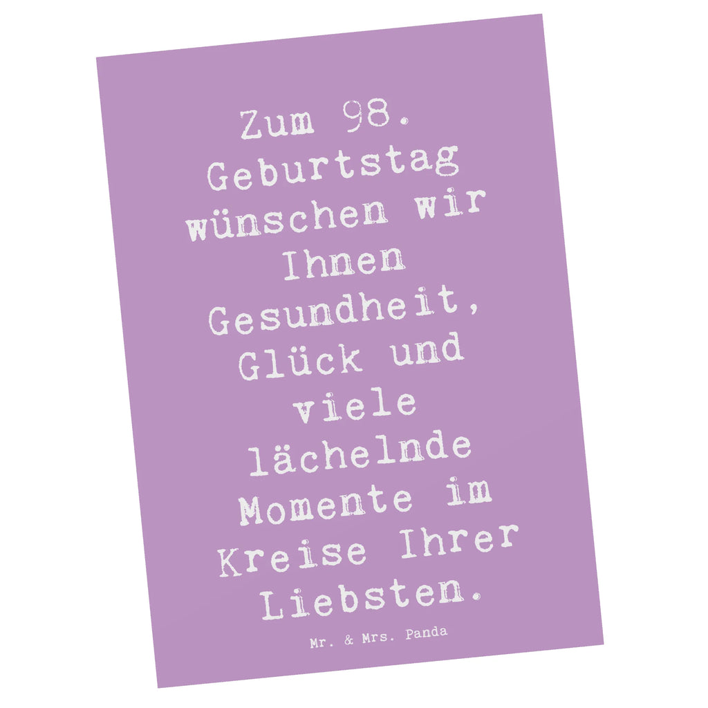 Postkarte Spruch 98. Geburtstag Postkarte, Karte, Geschenkkarte, Grußkarte, Einladung, Ansichtskarte, Geburtstagskarte, Einladungskarte, Dankeskarte, Ansichtskarten, Einladung Geburtstag, Einladungskarten Geburtstag, Geburtstag, Geburtstagsgeschenk, Geschenk