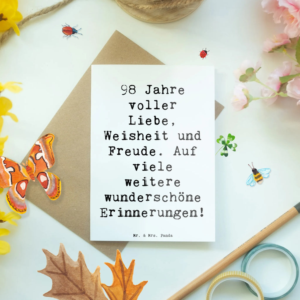 Grußkarte Spruch 98. Geburtstag Freude Grußkarte, Klappkarte, Einladungskarte, Glückwunschkarte, Hochzeitskarte, Geburtstagskarte, Karte, Ansichtskarten, Geburtstag, Geburtstagsgeschenk, Geschenk