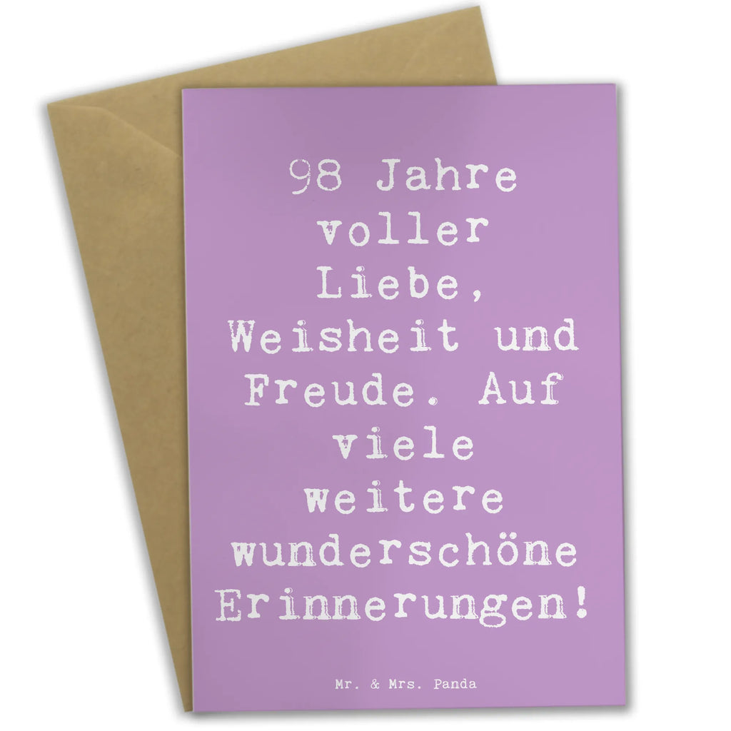 Grußkarte Spruch 98. Geburtstag Freude Grußkarte, Klappkarte, Einladungskarte, Glückwunschkarte, Hochzeitskarte, Geburtstagskarte, Karte, Ansichtskarten, Geburtstag, Geburtstagsgeschenk, Geschenk