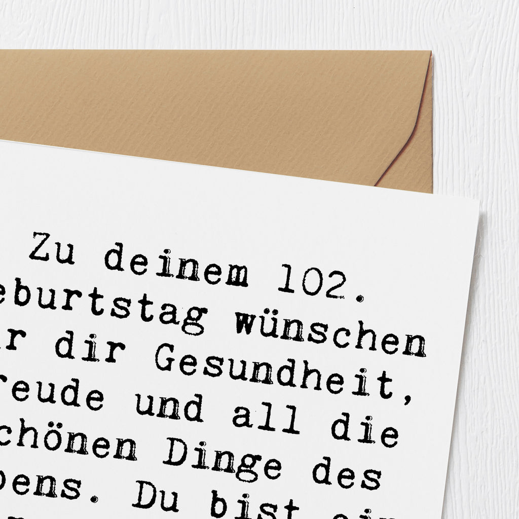 Deluxe Karte Spruch 102. Geburtstag Karte, Grußkarte, Klappkarte, Einladungskarte, Glückwunschkarte, Hochzeitskarte, Geburtstagskarte, Hochwertige Grußkarte, Hochwertige Klappkarte, Geburtstag, Geburtstagsgeschenk, Geschenk