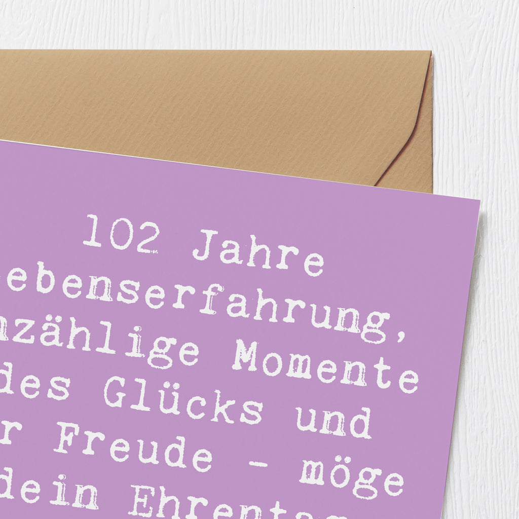 Deluxe Karte Spruch 102. Geburtstag Glück Karte, Grußkarte, Klappkarte, Einladungskarte, Glückwunschkarte, Hochzeitskarte, Geburtstagskarte, Hochwertige Grußkarte, Hochwertige Klappkarte, Geburtstag, Geburtstagsgeschenk, Geschenk