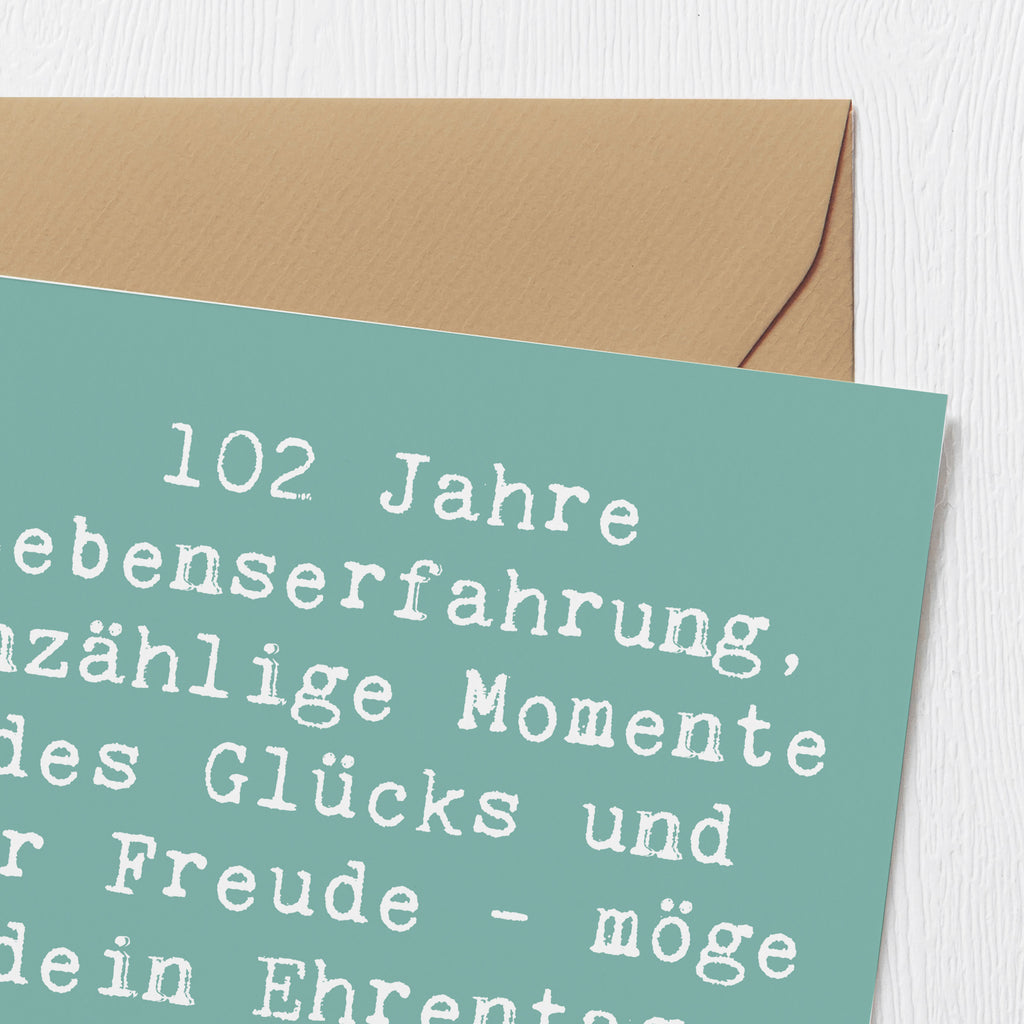 Deluxe Karte Spruch 102. Geburtstag Glück Karte, Grußkarte, Klappkarte, Einladungskarte, Glückwunschkarte, Hochzeitskarte, Geburtstagskarte, Hochwertige Grußkarte, Hochwertige Klappkarte, Geburtstag, Geburtstagsgeschenk, Geschenk