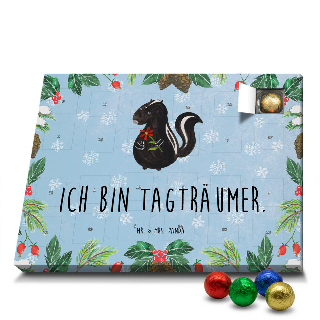 Schoko Adventskalender Stinktier Blume Adventskalender, Schokoladen Adventskalender, Schoko Adventskalender, Stinktier, Skunk, Wildtier, Raubtier, Stinker, Stinki, Tagträumer, verträumt, Dreams, Träume