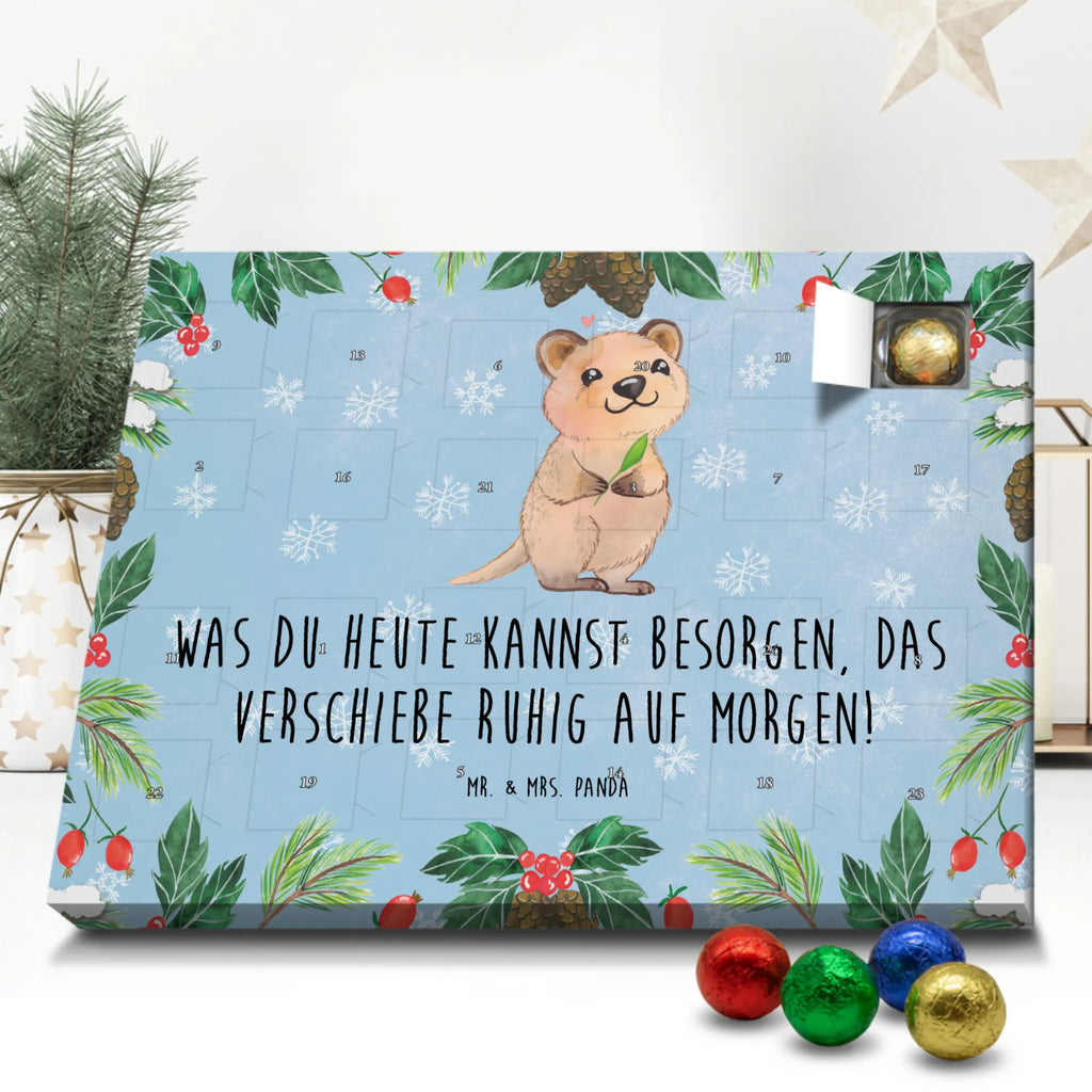 Schoko Adventskalender Quokka Happy Adventskalender, Schokoladen Adventskalender, Schoko Adventskalender, Tiermotive, Gute Laune, lustige Sprüche, Tiere, Quokka, Verschieben, Aufschieberitis, Lustiger Spruch, Niedliches Tier, Dinge erledigen