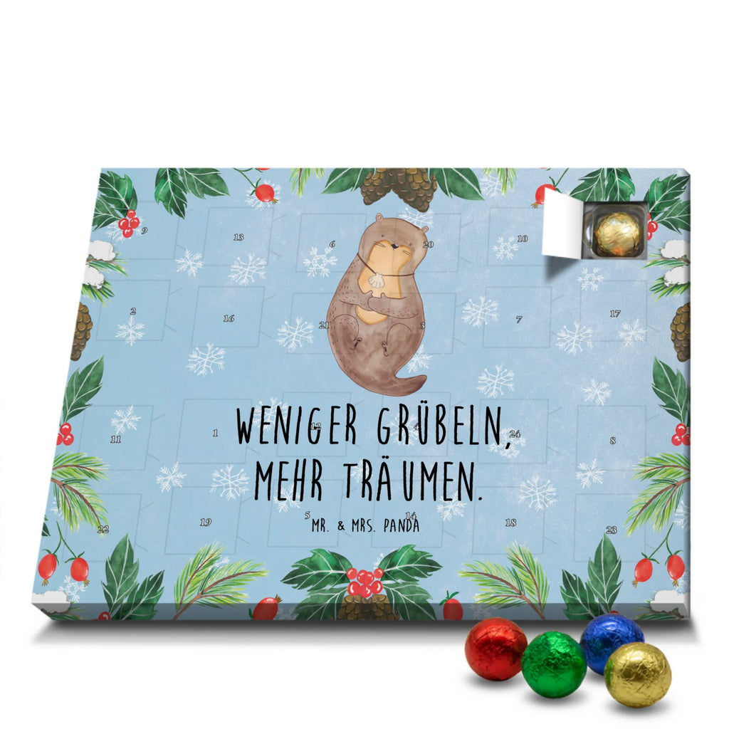 Schoko Adventskalender Otter Muschel Adventskalender, Schokoladen Adventskalender, Schoko Adventskalender, Otter, Fischotter, Seeotter, Otterliebe, grübeln, träumen, Motivation, Tagträumen, Büro