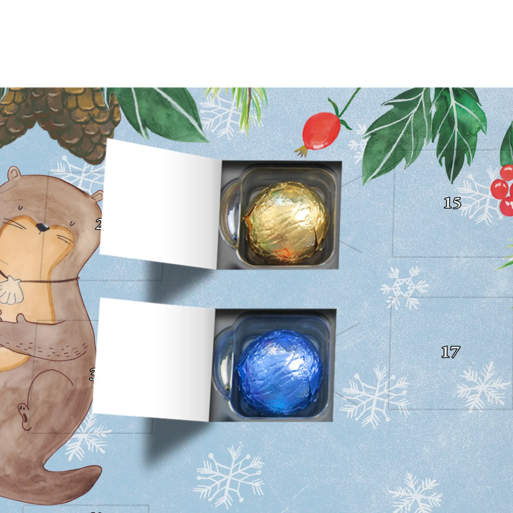 Schoko Adventskalender Otter Muschel Adventskalender, Schokoladen Adventskalender, Schoko Adventskalender, Otter, Fischotter, Seeotter, Otterliebe, grübeln, träumen, Motivation, Tagträumen, Büro