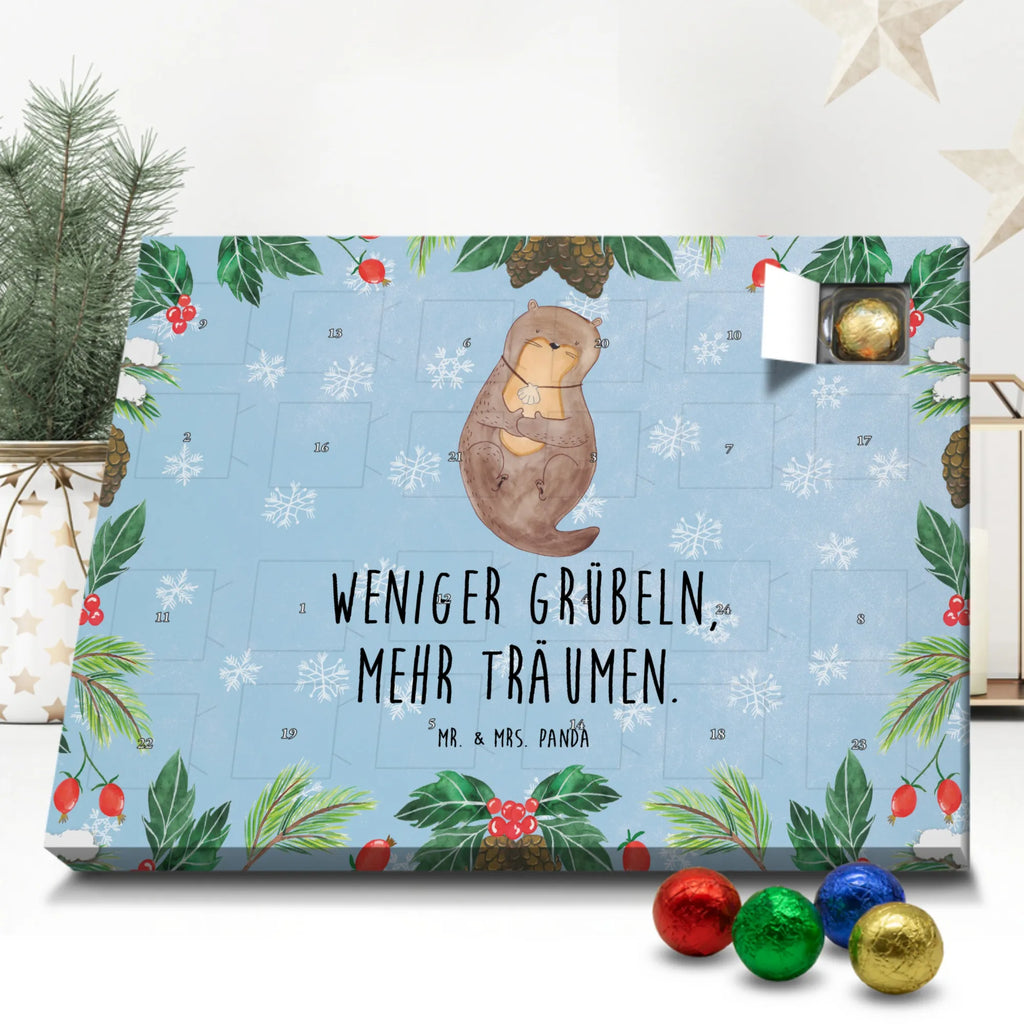 Schoko Adventskalender Otter Muschel Adventskalender, Schokoladen Adventskalender, Schoko Adventskalender, Otter, Fischotter, Seeotter, Otterliebe, grübeln, träumen, Motivation, Tagträumen, Büro