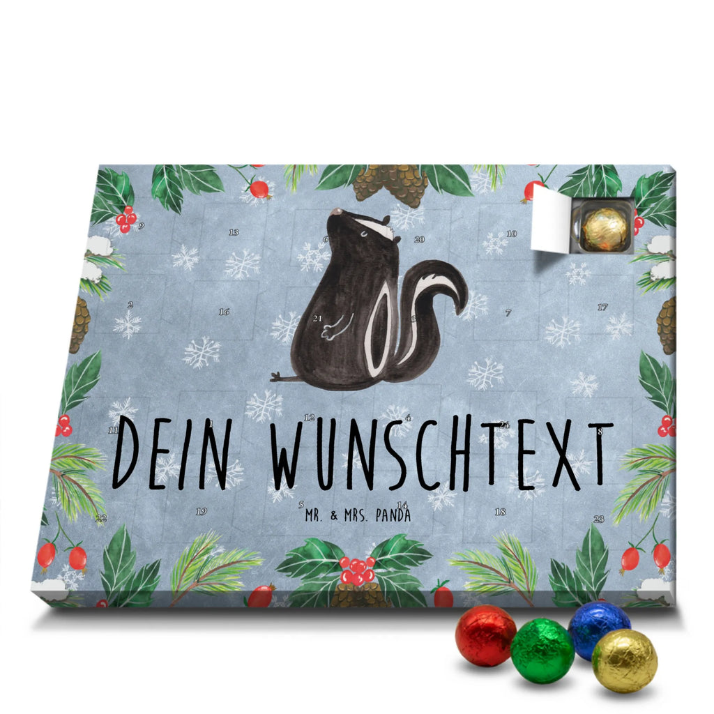 Personalisierter Schoko Adventskalender Stinktier Sitzen Personalisierter Adventskalender, Adventskalender mit Namen, Stinktier, Skunk, Wildtier, Raubtier, Stinker, Stinki, Spruch, Büro, Recht, Besserwisser