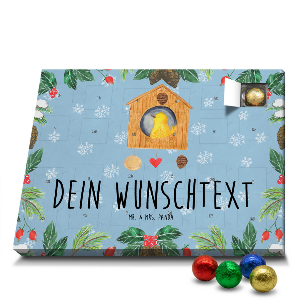 Personalisierter Schoko Adventskalender Vogelhaus Home Personalisierter Adventskalender, Adventskalender mit Namen, Tiermotive, Gute Laune, lustige Sprüche, Tiere, Vogelhaus, Vogel, Home sweet Home, Einzug, Umzug, Geschenk, Einzugsgeschenk, Hausbau, Haus