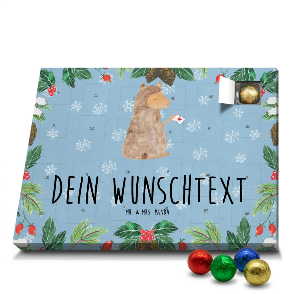 Personalisierter Schoko Adventskalender Alpaka Fahne Personalisierter Adventskalender, Adventskalender mit Namen, Alpaka, Lama, Alpakas, Lamas, Liebe