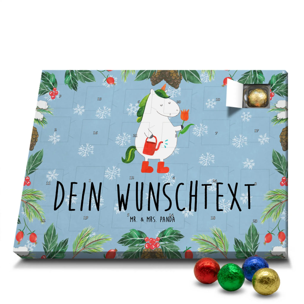 Personalisierter Schoko Adventskalender Einhorn Gärtner Personalisierter Adventskalender, Adventskalender mit Namen, Einhorn, Einhörner, Einhorn Deko, Pegasus, Unicorn, Luftballon, Gießkanne, Giesskanne, Lebenslust, Freude, Blume, Freundin, Garten, Stiefel