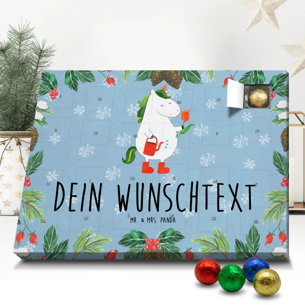 Personalisierter Schoko Adventskalender Einhorn Gärtner Personalisierter Adventskalender, Adventskalender mit Namen, Einhorn, Einhörner, Einhorn Deko, Pegasus, Unicorn, Luftballon, Gießkanne, Giesskanne, Lebenslust, Freude, Blume, Freundin, Garten, Stiefel