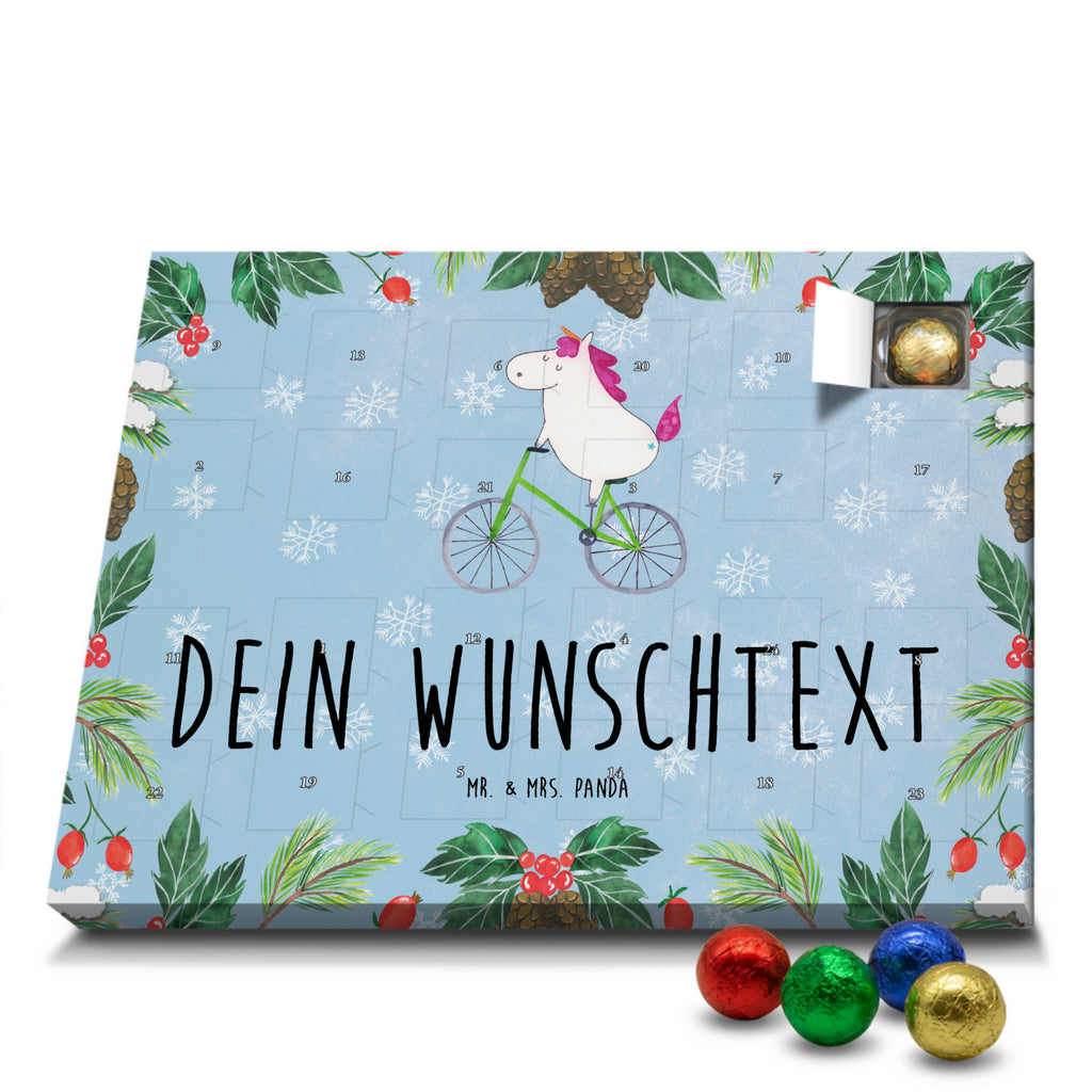 Personalisierter Schoko Adventskalender Einhorn Radfahrer Personalisierter Adventskalender, Adventskalender mit Namen, Einhorn, Einhörner, Einhorn Deko, Pegasus, Unicorn, Radfahren, Radfahrer, Rad, Bike, Feenstaub, Konfetti, Luxusproblem, Kummer, Liebeskummer