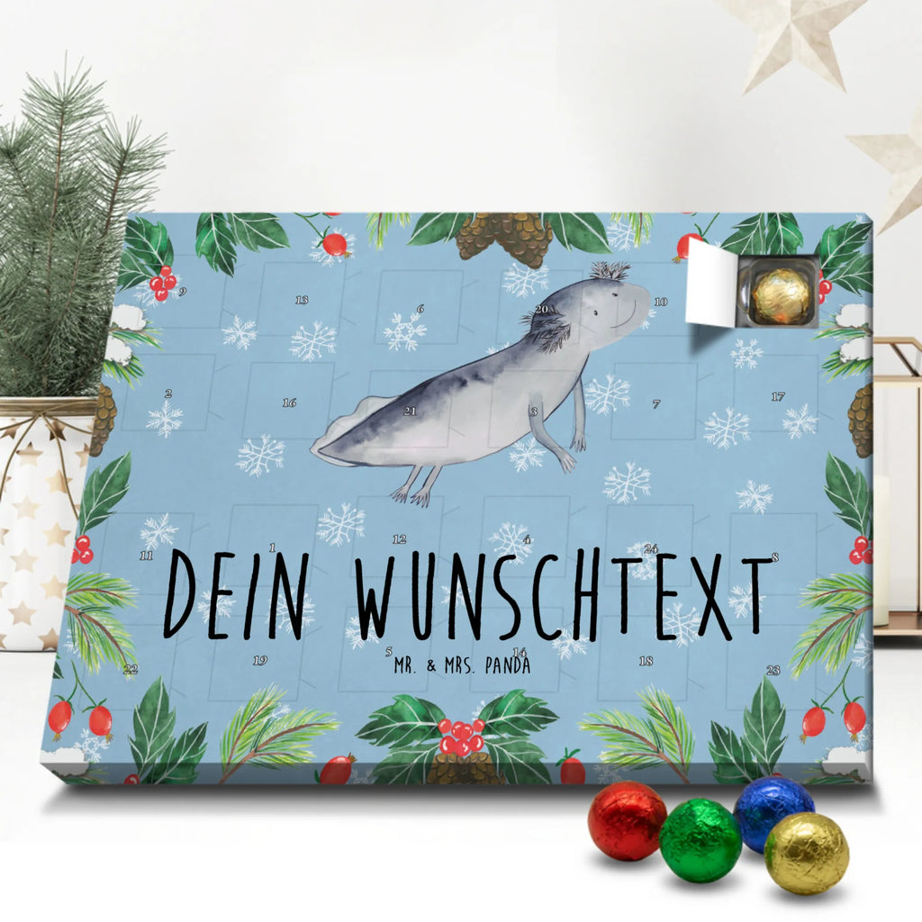 Personalisierter Schoko Adventskalender Axolotl Schwimmen Personalisierter Adventskalender, Adventskalender mit Namen, Axolotl, Molch, Axolot, Schwanzlurch, Lurch, Lurche, Problem, Probleme, Lösungen, Motivation