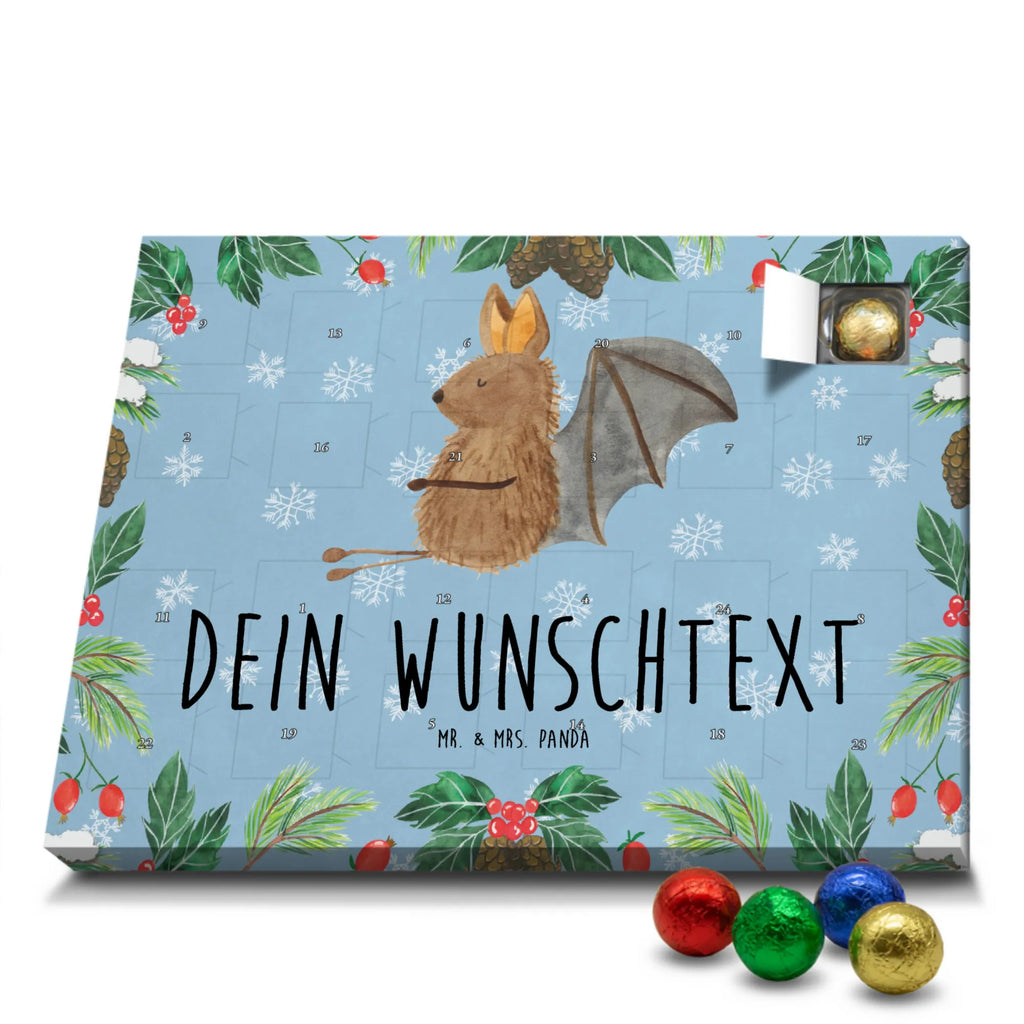 Personalisierter Schoko Adventskalender Fledermaus Sitzen Personalisierter Adventskalender, Adventskalender mit Namen, Tiermotive, Gute Laune, lustige Sprüche, Tiere, Fledermaus, Fledermäuse, Motivation, entspannen