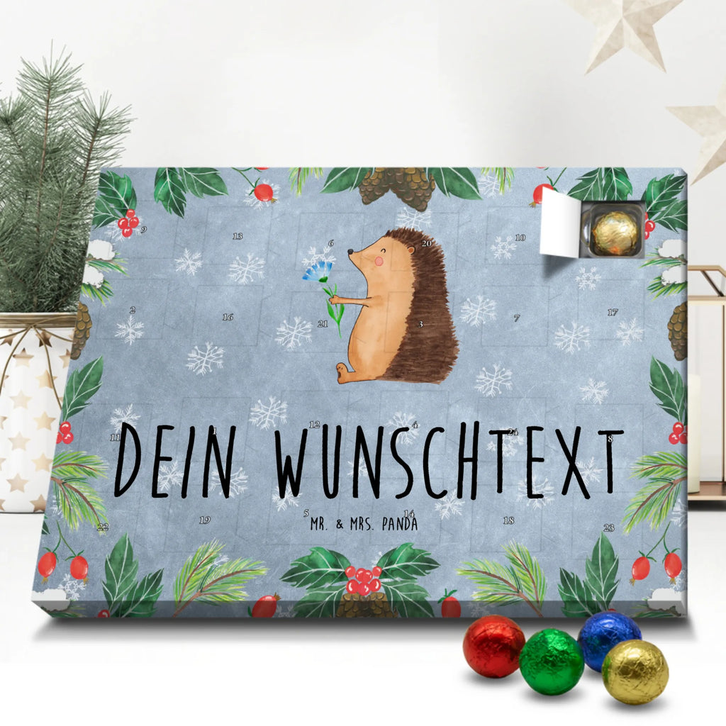 Personalisierter Schoko Adventskalender Igel Blumen Personalisierter Adventskalender, Adventskalender mit Namen, Tiermotive, Gute Laune, lustige Sprüche, Tiere, Igel, Gute Besserung, Genesungswünsche, Krankheit, Krankenhaus, krank, Besuch