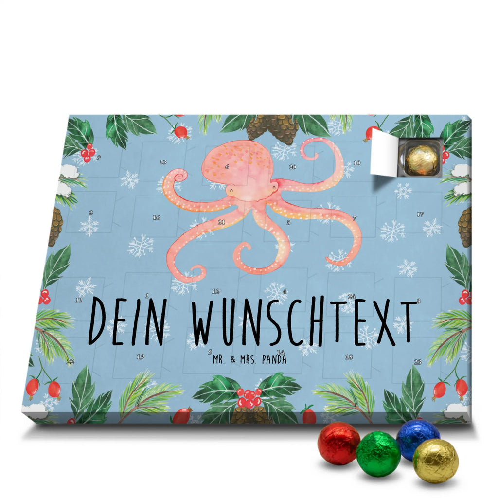 Personalisierter Schoko Adventskalender Tintenfisch Personalisierter Adventskalender, Adventskalender mit Namen, Tiermotive, Gute Laune, lustige Sprüche, Tiere, Meer, Meerestier, Krake, Tintenfisch, Arme, Wasser, Ozean