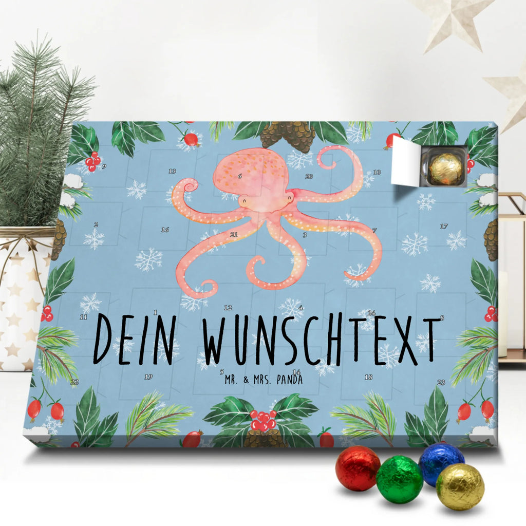 Personalisierter Schoko Adventskalender Tintenfisch Personalisierter Adventskalender, Adventskalender mit Namen, Tiermotive, Gute Laune, lustige Sprüche, Tiere, Meer, Meerestier, Krake, Tintenfisch, Arme, Wasser, Ozean