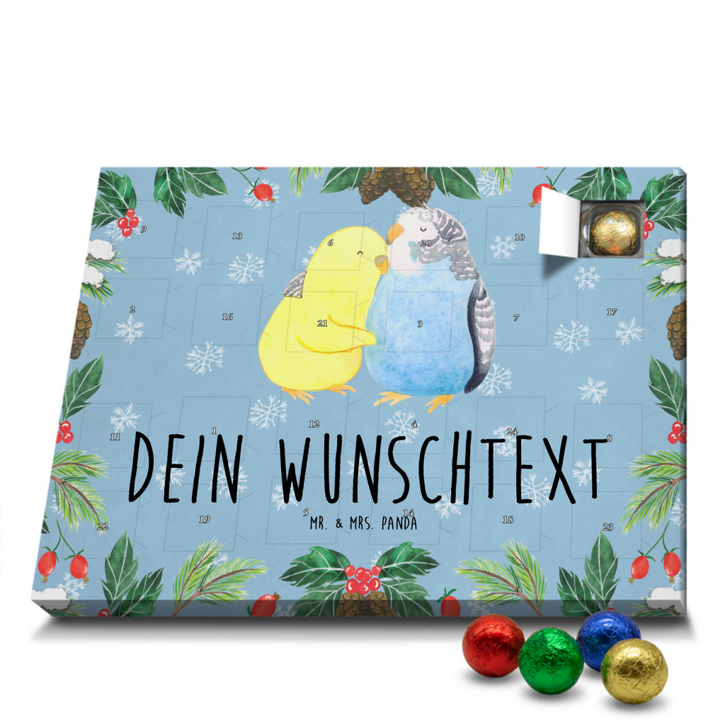 Personalisierter Schoko Adventskalender Wellensittich Liebe Personalisierter Adventskalender, Adventskalender mit Namen, Liebe, Partner, Freund, Freundin, Ehemann, Ehefrau, Heiraten, Verlobung, Heiratsantrag, Liebesgeschenk, Jahrestag, Hocheitstag, Vögel, Wellensittich, Nähe, Kuscheln, Vertrauen