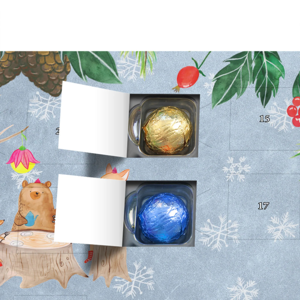 Personalisierter Schoko Adventskalender Waldtiere Picknick Personalisierter Adventskalender, Adventskalender mit Namen, Tiermotive, Gute Laune, lustige Sprüche, Tiere, Waldtiere, Picknick, Wald, Fuchs, Hase, Igel, Maus, Eichhörnchen