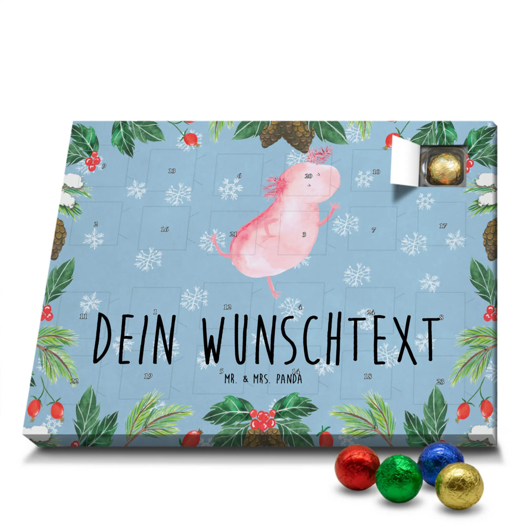 Personalisierter Schoko Adventskalender Axolotl Tanzen Personalisierter Adventskalender, Adventskalender mit Namen, Axolotl, Molch, Axolot, Schwanzlurch, Lurch, Lurche, Dachschaden, Sterne, verrückt, Freundin, beste Freundin