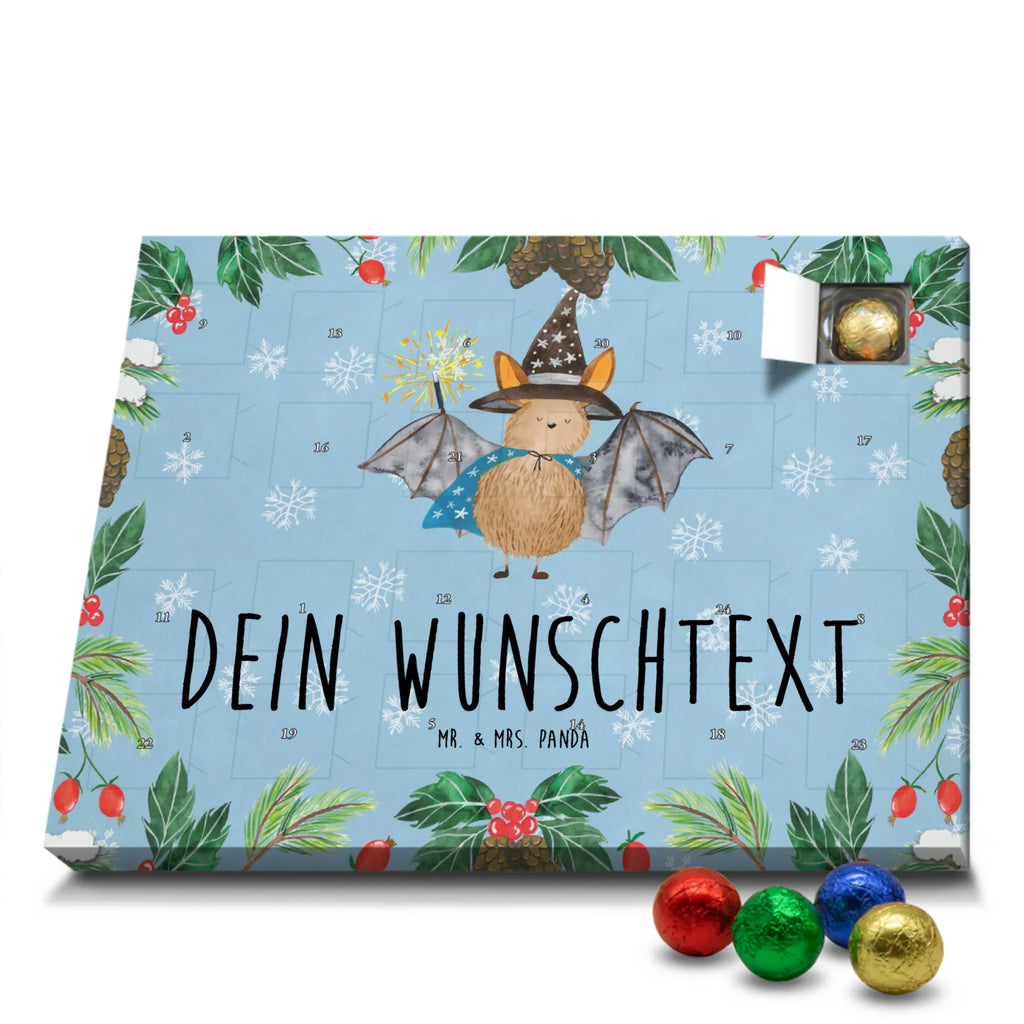 Personalisierter Schoko Adventskalender Fledermaus Zauberer Personalisierter Adventskalender, Adventskalender mit Namen, Tiermotive, Gute Laune, lustige Sprüche, Tiere, Fledermaus, Fledermäuse, Zauberer, Magier, Frauen, reinsteigern