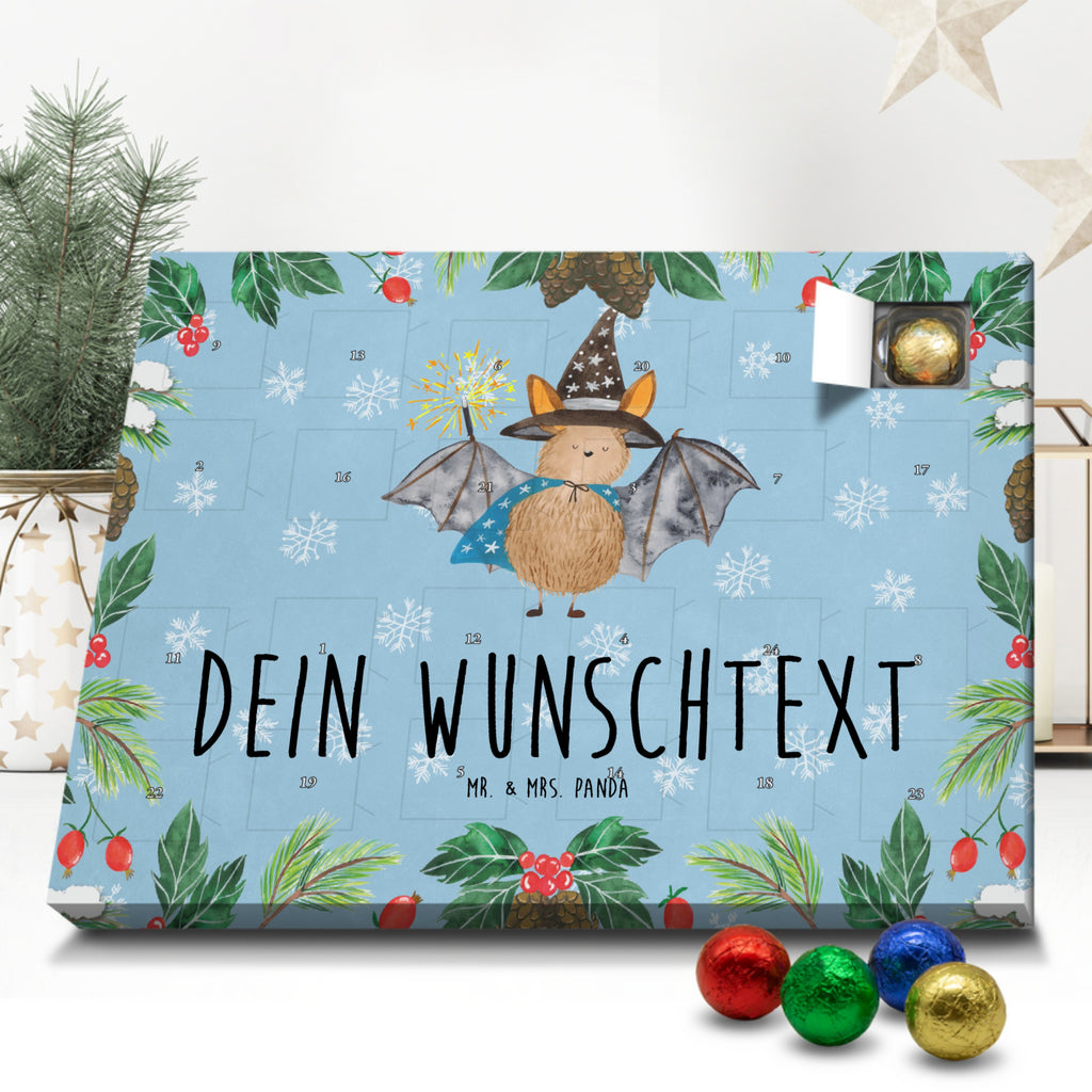 Personalisierter Schoko Adventskalender Fledermaus Zauberer Personalisierter Adventskalender, Adventskalender mit Namen, Tiermotive, Gute Laune, lustige Sprüche, Tiere, Fledermaus, Fledermäuse, Zauberer, Magier, Frauen, reinsteigern