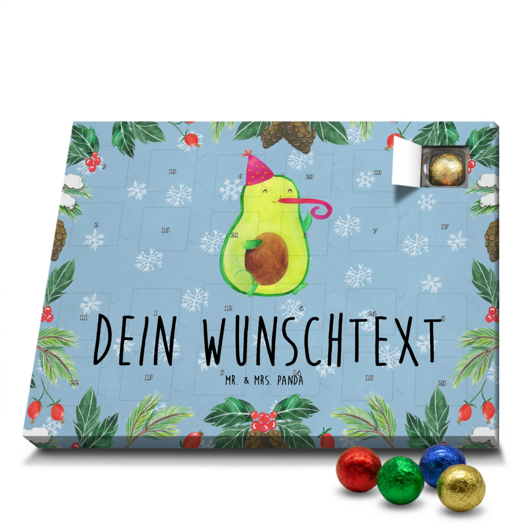 Personalisierter Schoko Adventskalender Avocado Feier Personalisierter Adventskalender, Adventskalender mit Namen, Avocado, Veggie, Vegan, Gesund, Party, Feierlichkeit, Feier, Fete, Geburtstag, Gute Laune, Tröte