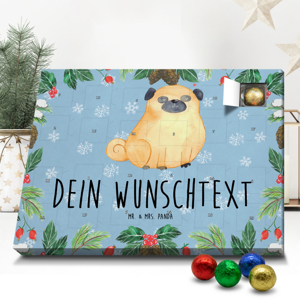 Personalisierter Schoko Adventskalender Mops Personalisierter Adventskalender, Adventskalender mit Namen, Hund, Hundemotiv, Haustier, Hunderasse, Tierliebhaber, Hundebesitzer, Sprüche, Mops, Liebe, Hundeliebe