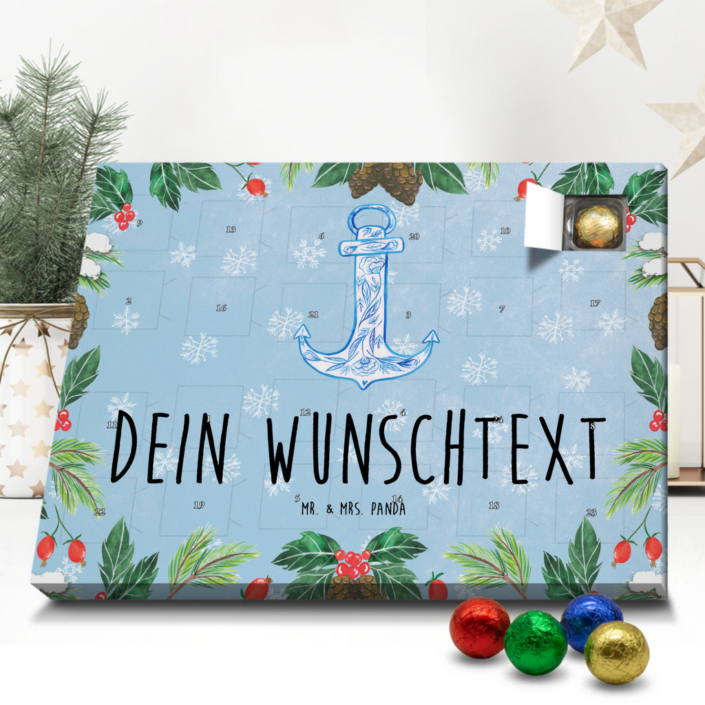 Personalisierter Schoko Adventskalender Anker Blau Personalisierter Adventskalender, Adventskalender mit Namen, Tiermotive, Gute Laune, lustige Sprüche, Tiere